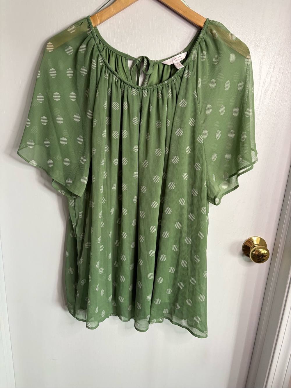 Abstract Polka Dot Sheer Lined Tunic Feminine Flutter Sleeve Boho Oversized